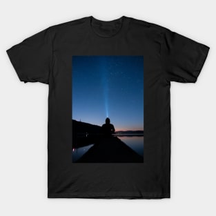 Man Gazing at the Stars by the Lake T-Shirt